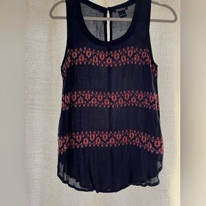 Lucky Black and Red Embroidered Women's Top